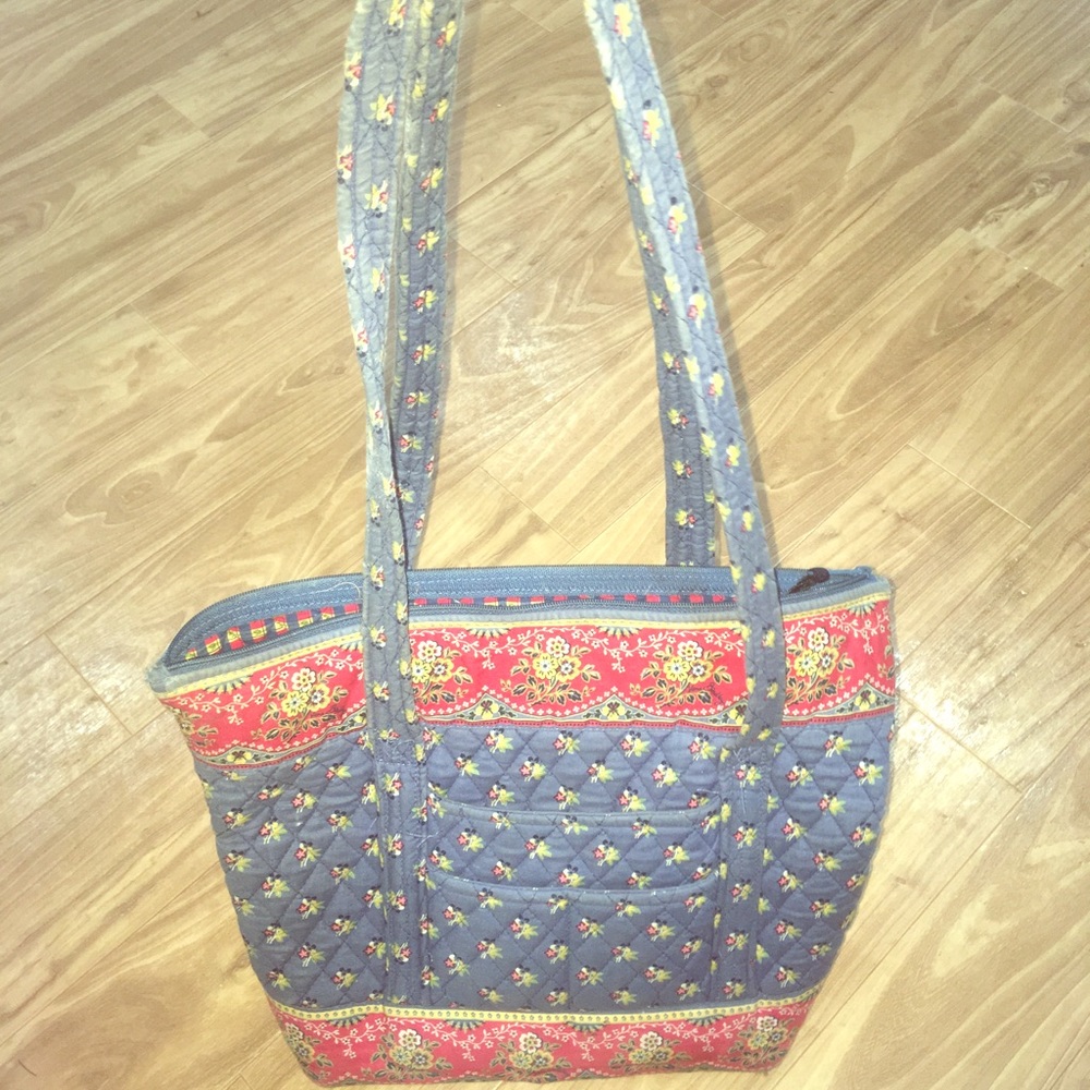 Vera Bradley Emily Blue & Red Patterned Tote Purse